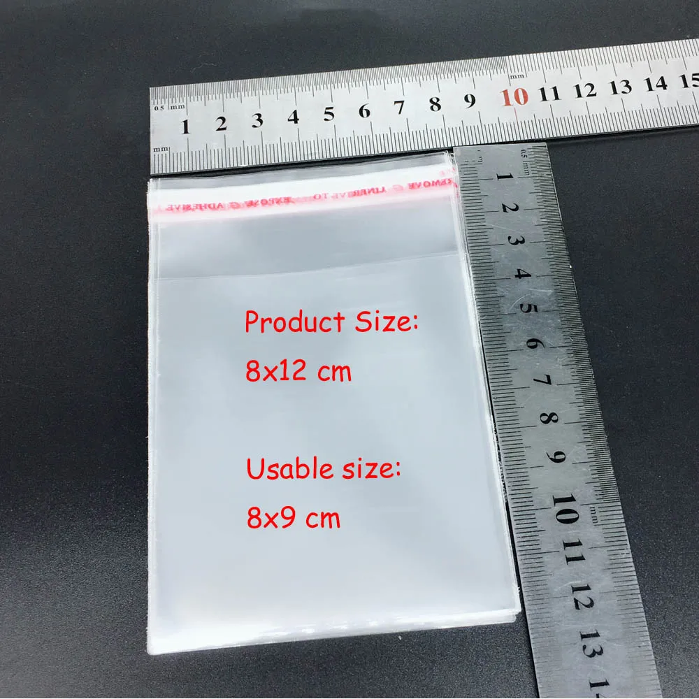 8x12cm100pcs 100 шт 6x10 см(2,3" x 4") прозрачный из целлофана с застежкой/БОПП/поли прозрачные пластиковые пакеты для хранения самоклеющиеся герметичные пакеты - Цвет: 8x12cm100pcs