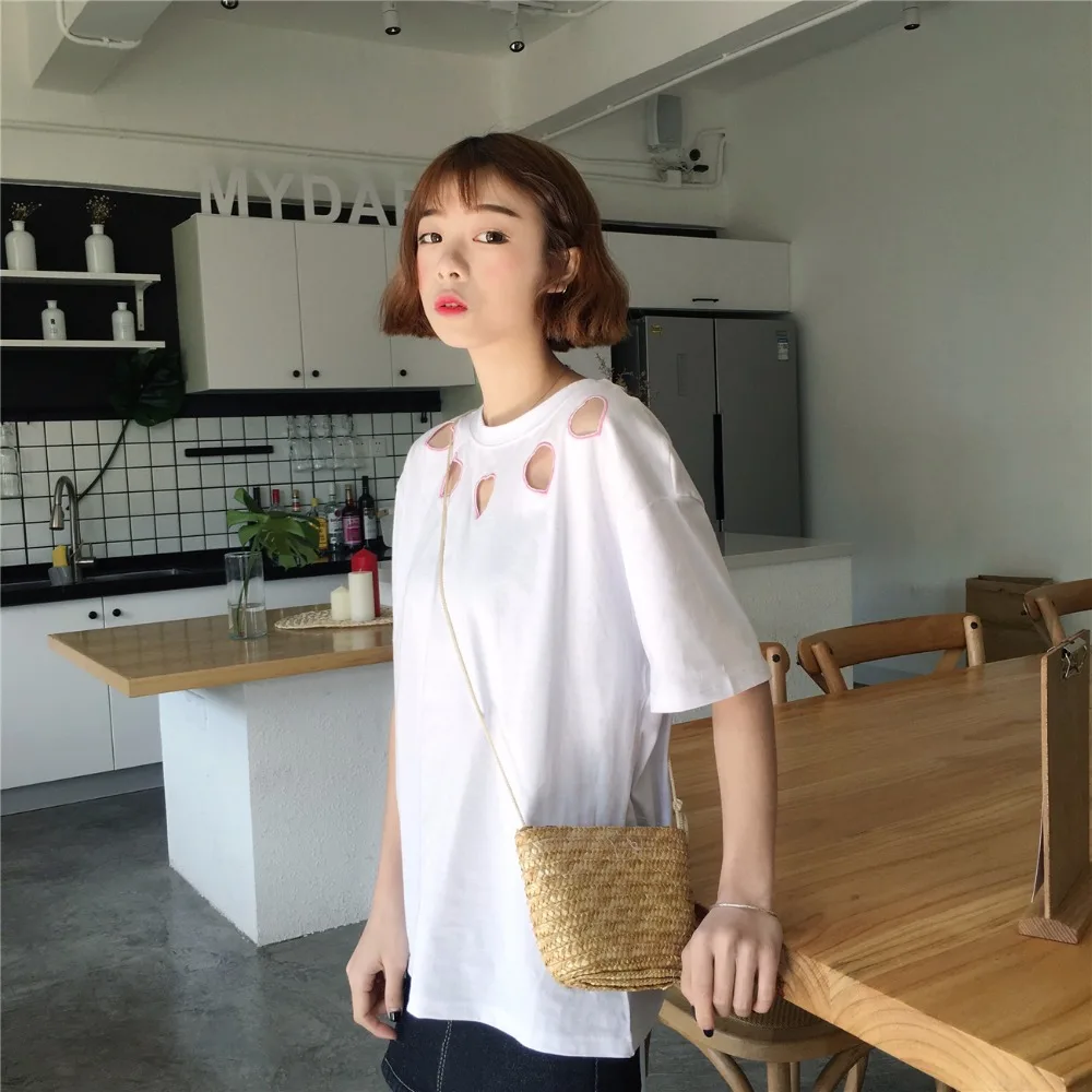 Японский Harajuku вышивка футболка и изображением Микки для женщин Ulzzang хлопок