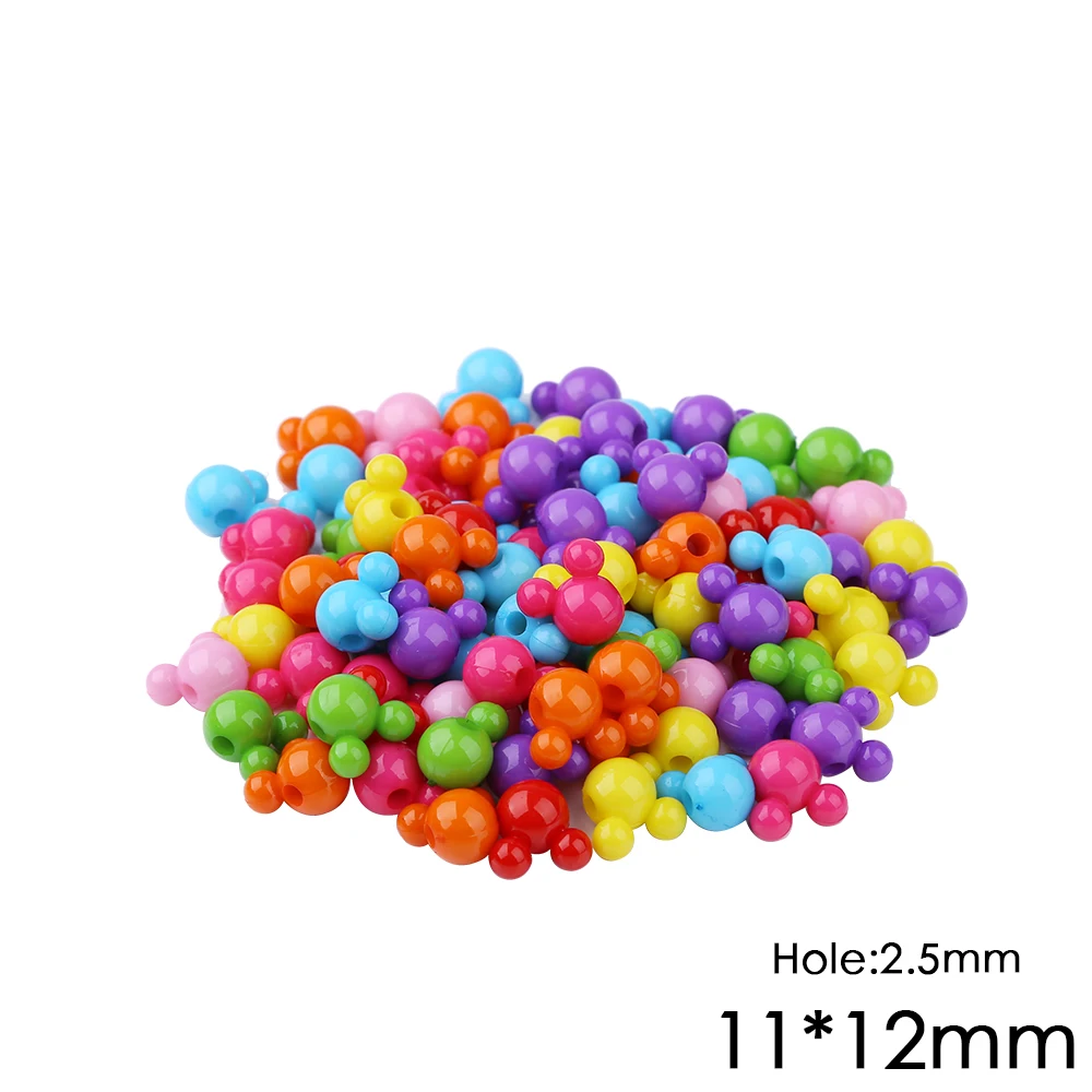 Смешанные одноцветные изысканные акриловые бусины с Микки Маусом 100 шт./лот