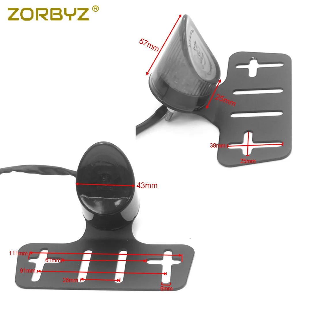 ZORBYZ мотоциклетный светодиодный задний стоп сигнал для задних номерных знаков