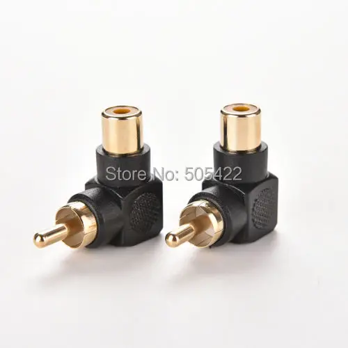 

Gold Plated RCA Male to Female M/F Connector Adapter Audio AV Plug 90 Right-angle Connector