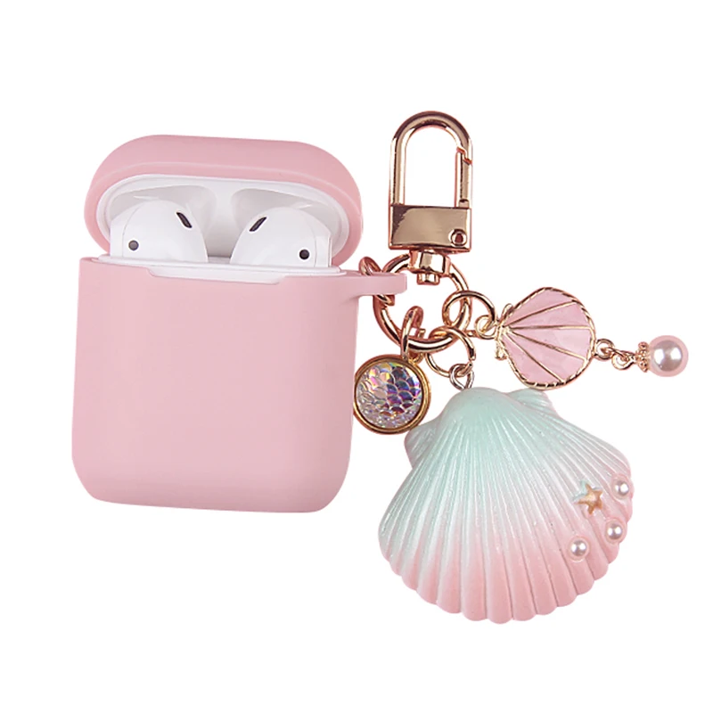 Милый Цветной силиконовый чехол Seashell для Apple Airpods 1 2 чехол защитный чехол сумка Bluetooth наушники чехол коробка брелок