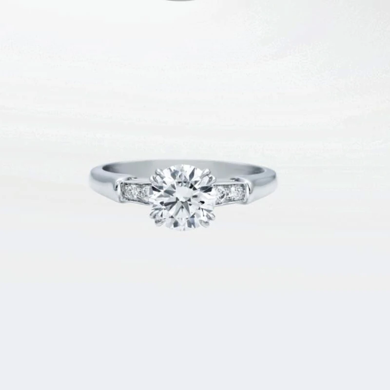 18K Белое Золото DF 1ct 6 5 мм круглая огранка Moissanite обручальное кольцо юбилейное для