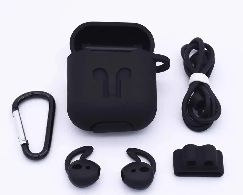 Черный 5 шт./компл. силиконовые Беспроводной Bluetooth футляр для наушников для Air pods i10 i12 i20 i30 вкладыши Наушники Аксессуары Защитная крышка - Цвет: Черный