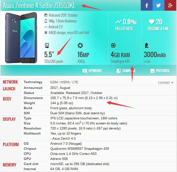 Задняя крышка для Asus Zenfone 4 Selfie ZD553KL задняя батарейного отсека оригинальный корпус
