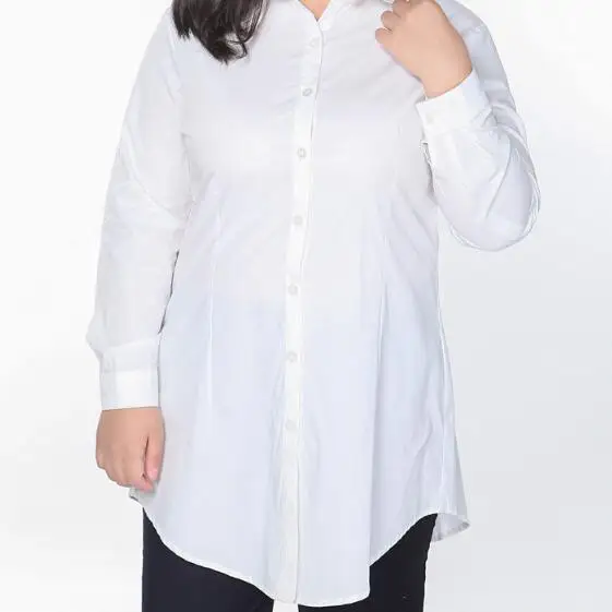 Женская длинная рубашка-кимоно белая облегающая блузка размеры 7xl 8xl 9xl A467 осень