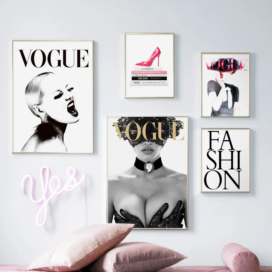 Vogue, сексуальная девушка, на высоком каблуке, книга, настенная живопись, холст, мода, скандинавские плакаты и принты, настенные картины для декора гостиной