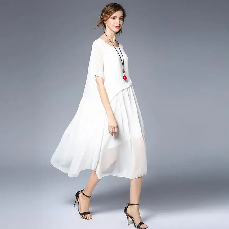 Женское шифоновое платье большого размера офисное 4XL 2019|Женские платья| |