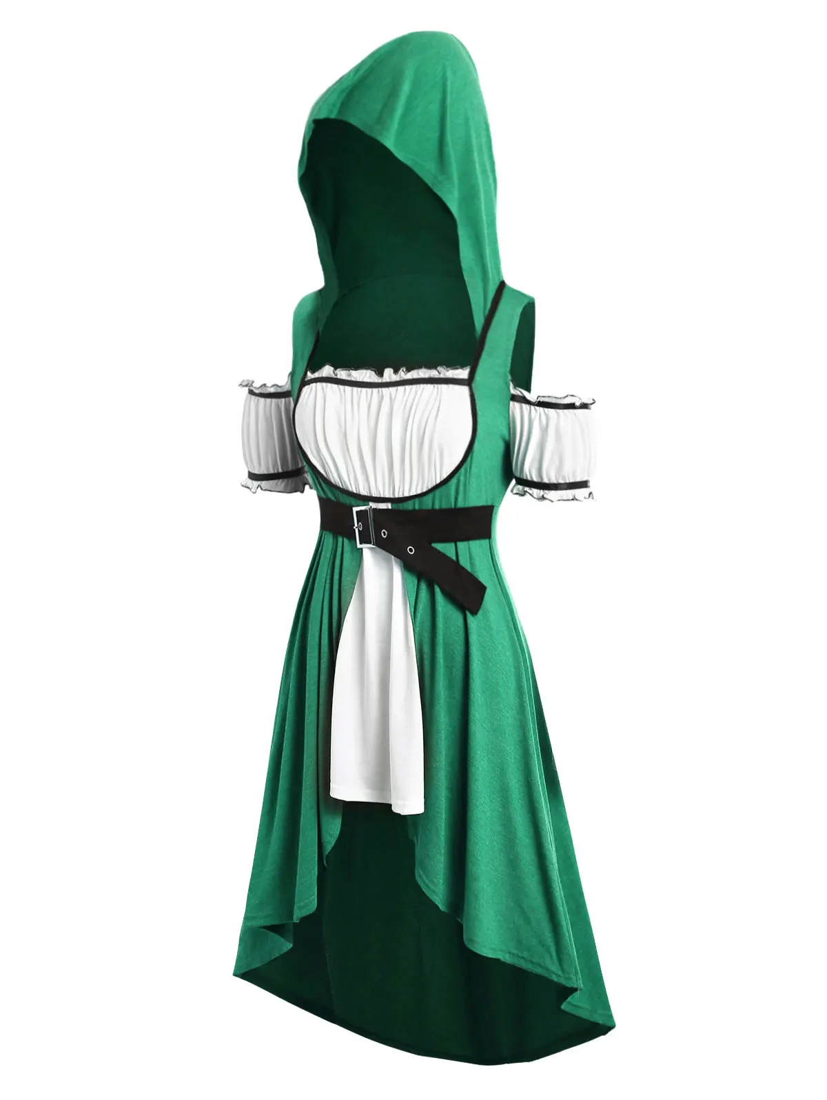 Clover Green Wipalo Туника с капюшоном, комплект-двойка, готическая летняя длинная туника, костюм для косплея, крсная шапочка, средневековый костюм, костюм на хэллоуин, большой размер, костюмированная вечеринка - Цвет: Clover Green