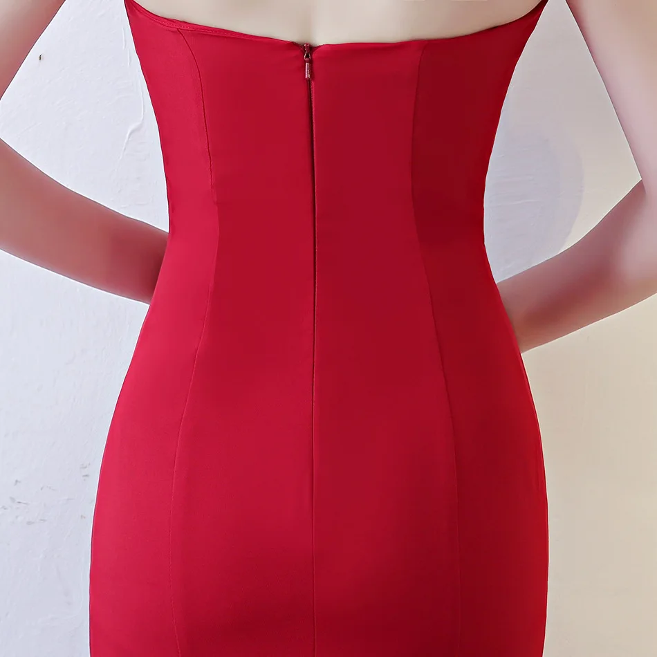 SIJANE Vestido de noiva Simples красное атласное свадебное платье на заказ русалки вечернее