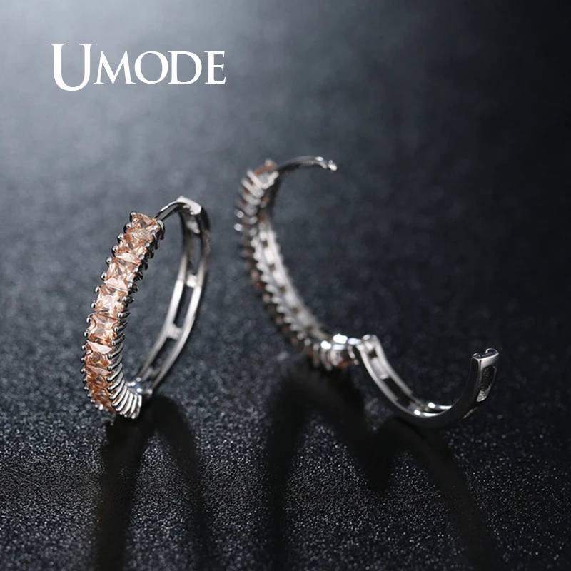 UMODE бренд 7 цветов циркон обруч с камнем Серьги для женщин AAA + кубический цирконий