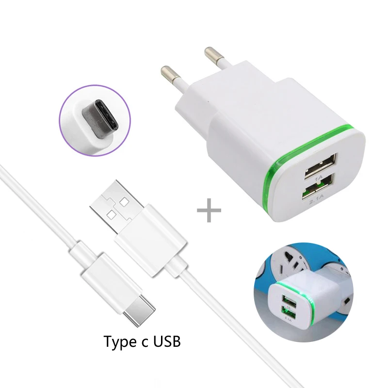 GEUMXL 5В 2А Тип C USB Дата Светодиодная лампа Usb зарядное устройство адаптер для Samsung