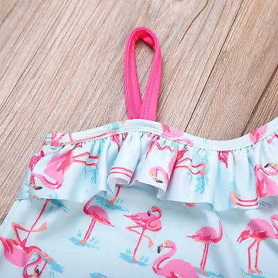 Lovely Toddler Kids Baby Girls Flamingo Ruffles One Piece Swimsuit Swimwear Summer Beach Biquini Bathing Suit Bikini Beachwear | Спорт и