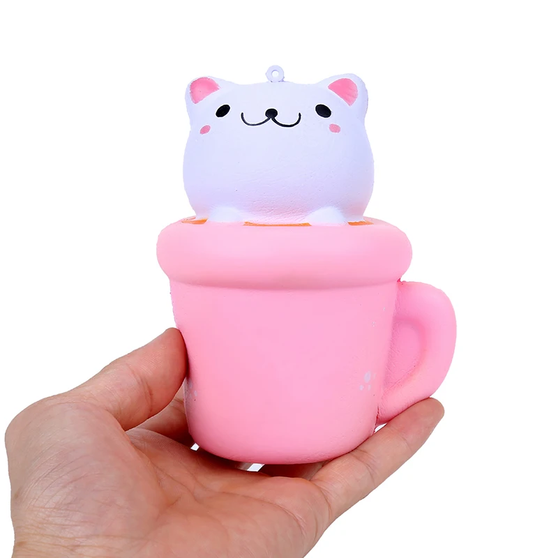 Pop симпатичные чашки Cat Squeeze игрушки куклы розового цвета со смайликами наклейки