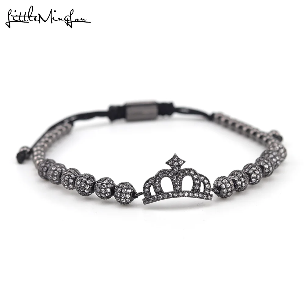 4548d Роскошный CZ queen браслет с короной шар Шарм медные бусины макраме ручной работы женские браслеты для женщин ювелирные аксессуары - Окраска металла: 4548d