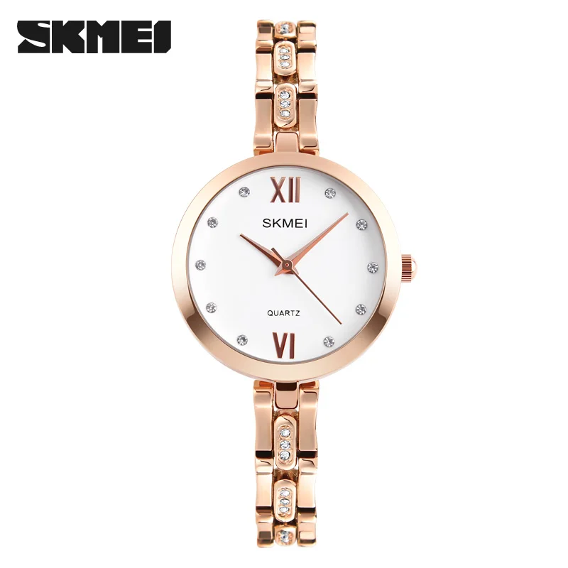gold SKMEI модные женские часы Mujer Relojes Роскошные Стразы 30 м водонепроницаемые кварцевые часы платье наручные часы Relogio Feminino - Цвет: gold