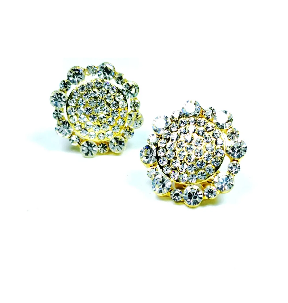 Нью Йорк Стиль Кристалл Pave Круглый Серьги гвоздики золотой тон махнул круглый