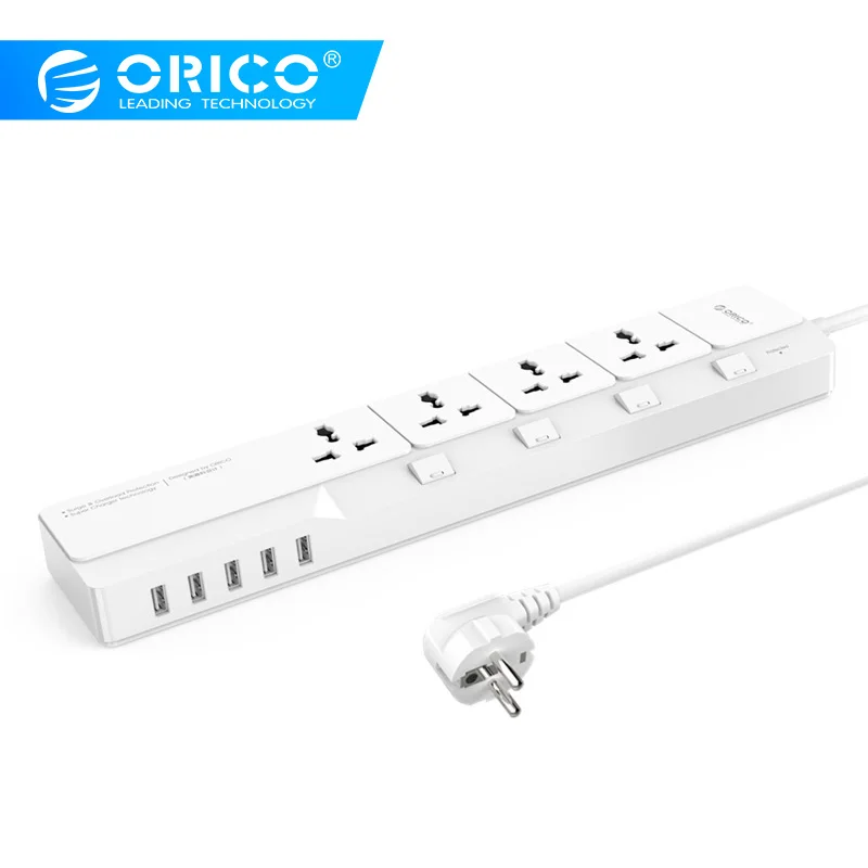 ORICO OSJ универсальный стабилизатор напряжения с 5 USB зарядным устройством 4 Универсальный разъем переменного тока мульти-розетка дорожные полосы питания-белый