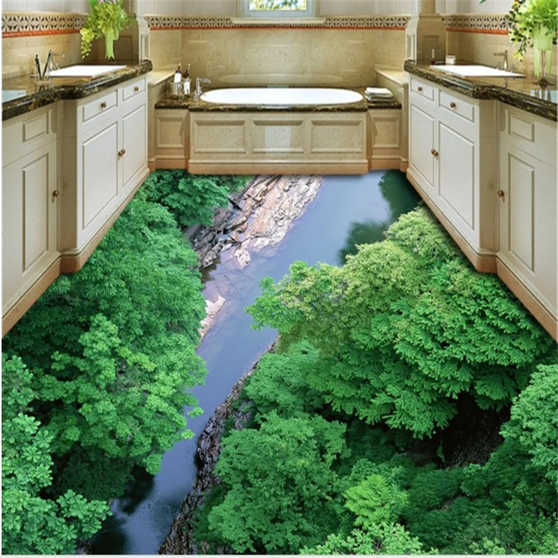 

Пользовательский фон beibehang, 3D Гора тяньренг, вода, залив, джунгли, ванная комната, гостиная, водонепроницаемое напольное покрытие