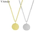 V Attract 10 pcs Minimalism Jewelry Sinmple Round Pendant Necklace Rose Gold Full Moon Choker Best Friend Birthday Gift