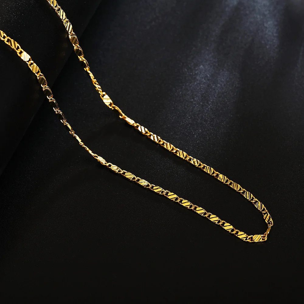 16-30inches wholesale Beautiful fashion Elegant Gold color chain pretty for MEN women Necklace Jewelry wedding party gift LN038