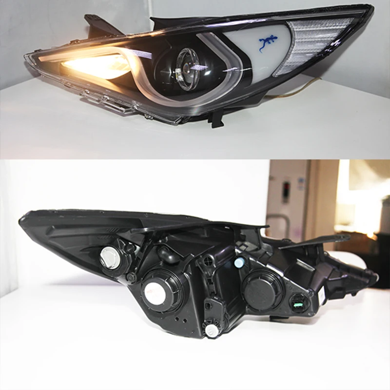 For Sonata I45 LED Strip Head Lamp For HYUNDAI 2009 2010 2011 2012 2013 Year Double Color With Daytime Running Lights