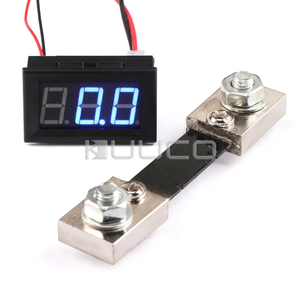 Цифровой амперметр постоянного тока 0 ~ 100 А синий светодиодный постоянный ток 12 в