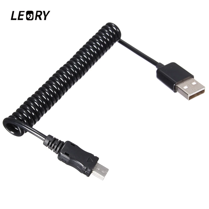 Мини USB кабель LEORY спиральный для передачи данных типа A с разъемом папа на 5