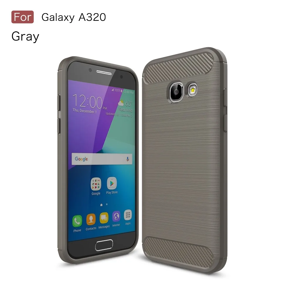 For Samsung Galaxy A3 2017 A320 Cover Bag Shell Carbon Fiber Texture Brushed TPU Gel Phone Cases for Case |
