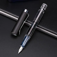 new metal clip fountain pen screw extra fine ef nib 0 380 5mm gift transparent plastic piston pen