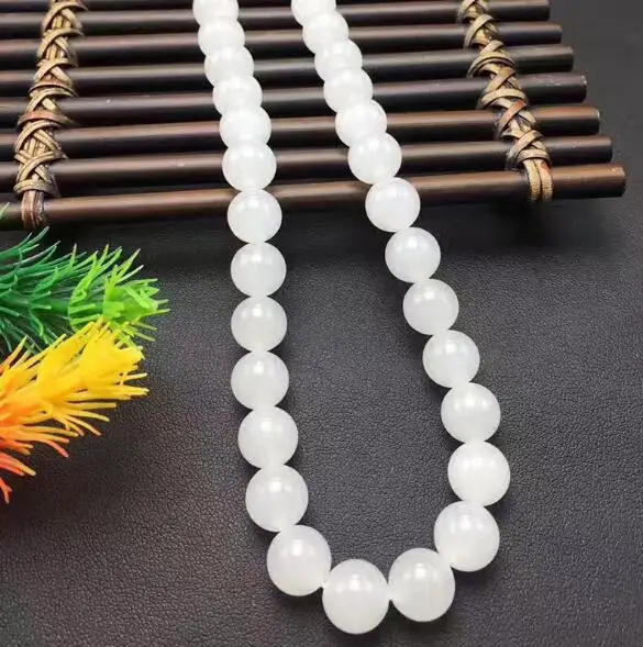 Natural HeTian Yu white jade necklace transshipment buddha bead Necklace + Certificate Fashion Jewelry | Украшения и аксессуары