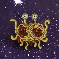 hot selling cartoon flying spaghetti enamel pin pastafarian ramen funny flair brooch pins accessories