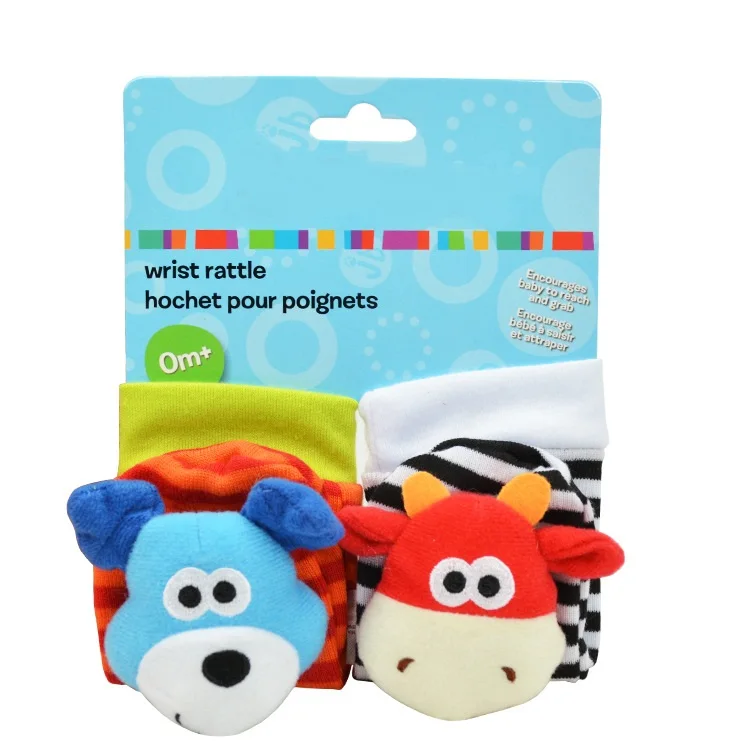 Dog Socks 1 пара, мягкие детские игрушки, погремушки на запястье, носки, милый Ослик, обезьяна, панда, собака, мультяшный садовый жук, плюшевая погремушка с кольцом, колокольчик - Цвет: Dog Socks
