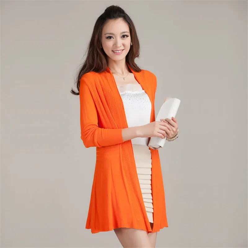 Женский длинный вязаный кардиган пальто весна лето 2019 свитер карамельных цветов