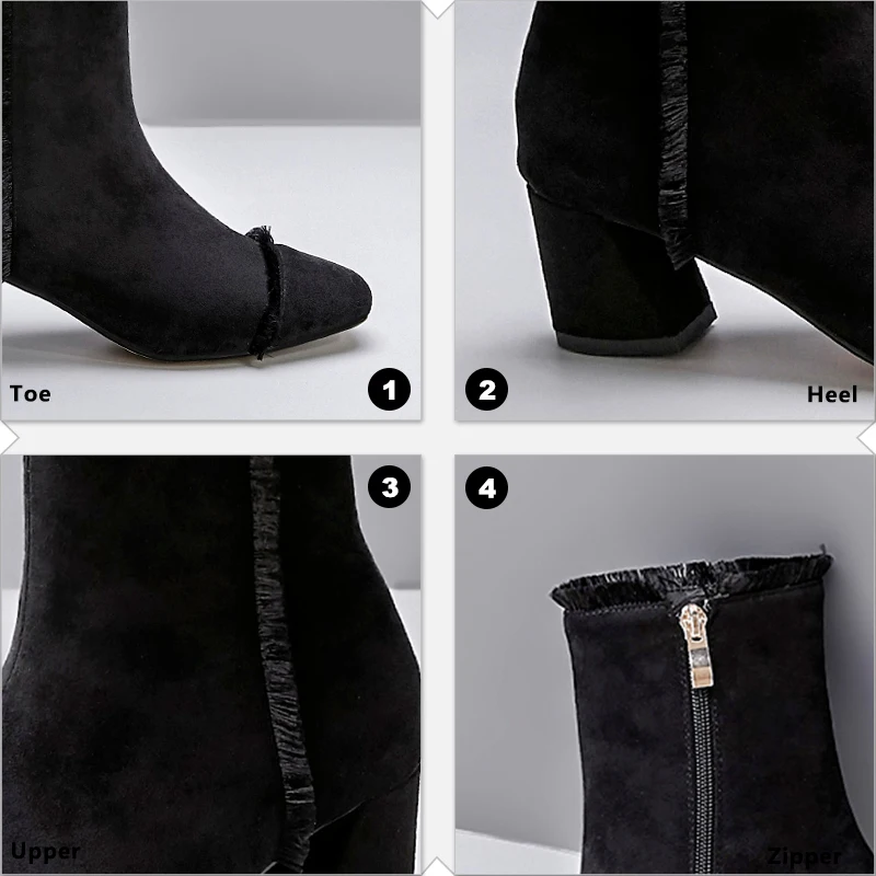 2018 брендовые Дизайнерские ботильоны с квадратным носком зимние ботинки из