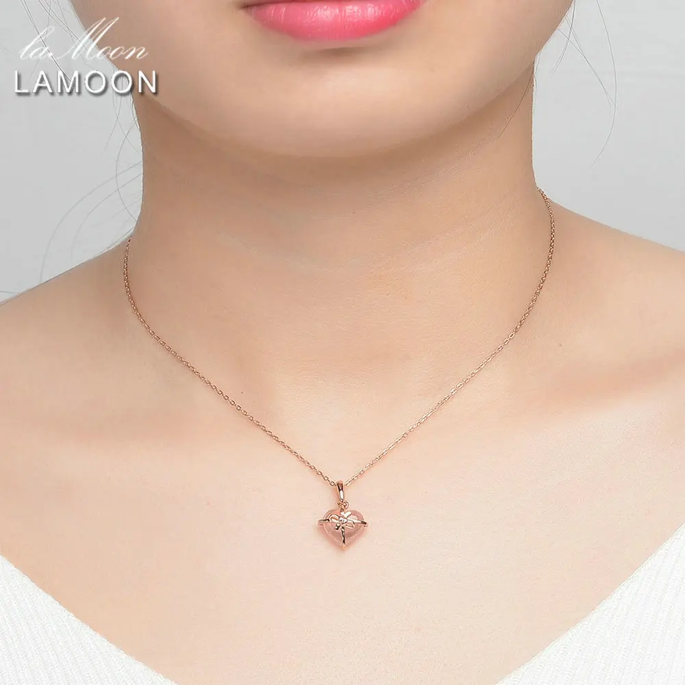 Женская подвеска из серебра 925 пробы с розовым кварцем|necklaces for women|fine jewelrynecklace necklace