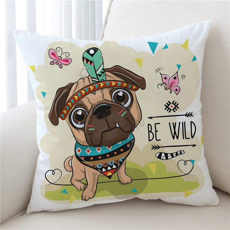 Pug Постельные принадлежности Outlet мультфильм чехол для подушки с изображением животных милый Лев Сова Подушка с Мопсом чехол перо декоративная наволочка красочный Диванный Декор - Цвет: Pug