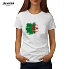 Футболка BLWHSA женская с круглым вырезом, однотонная хлопковая рубашка с коротким рукавом и флагом Алжира, универсальная базовая повседневная одежда, на лето