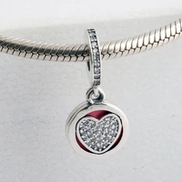authentic 925 sterling silver charm heart crystal glaze pendant beads for original pandora charm bracelets bangles jewelry