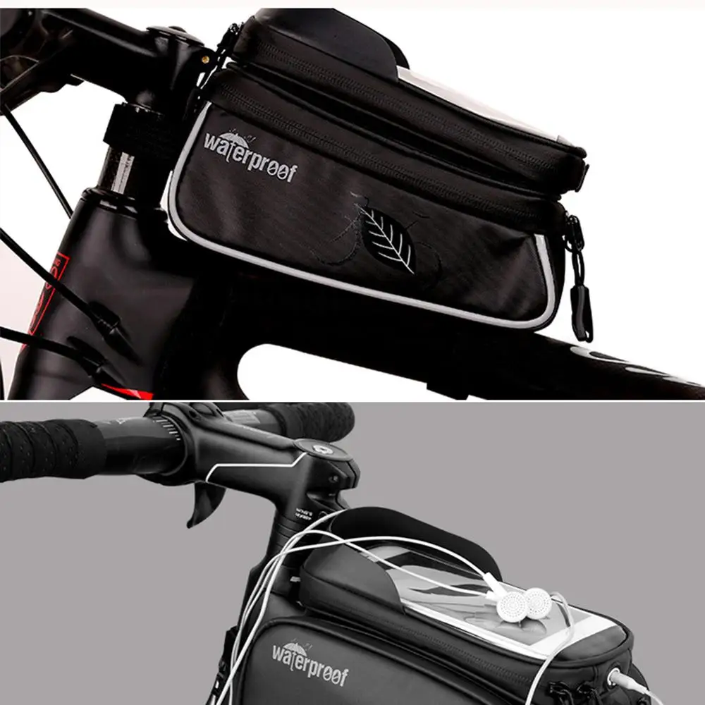 Mountain Road Bike Handlebar Bag Bicycle Cycling Waterproof Front Frame PVC Roll Top Design Pannier Basket | Спорт и развлечения
