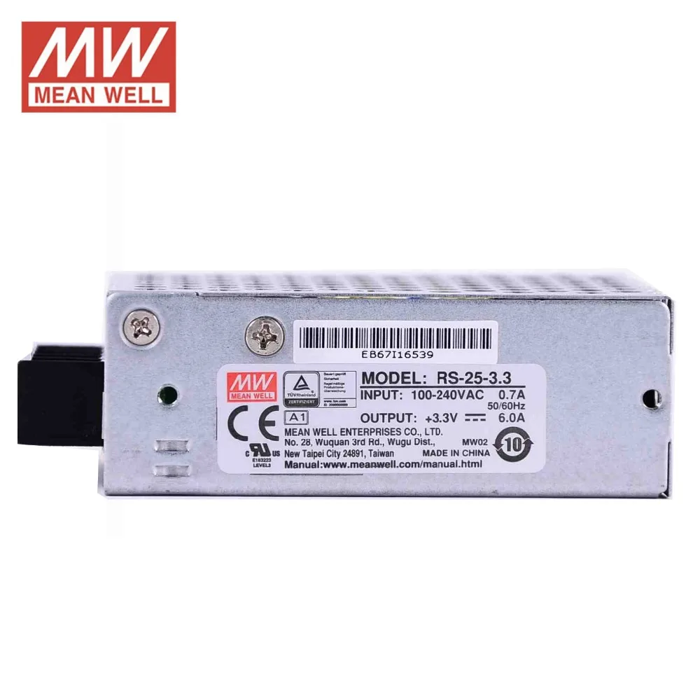 Ac dc источник питания 3 В 6A 19 8 Вт оригинальный Meanwell переключатель RS 25 3.3 миниатюрный