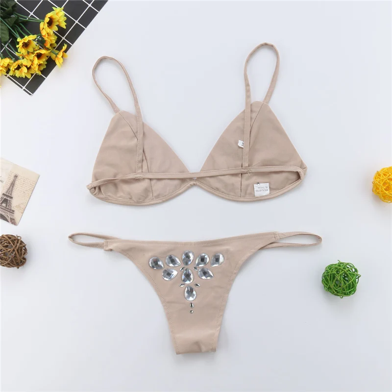 Новинка 2019 Женский комплект бикини Стразы с кристаллами и драгоценными камнями