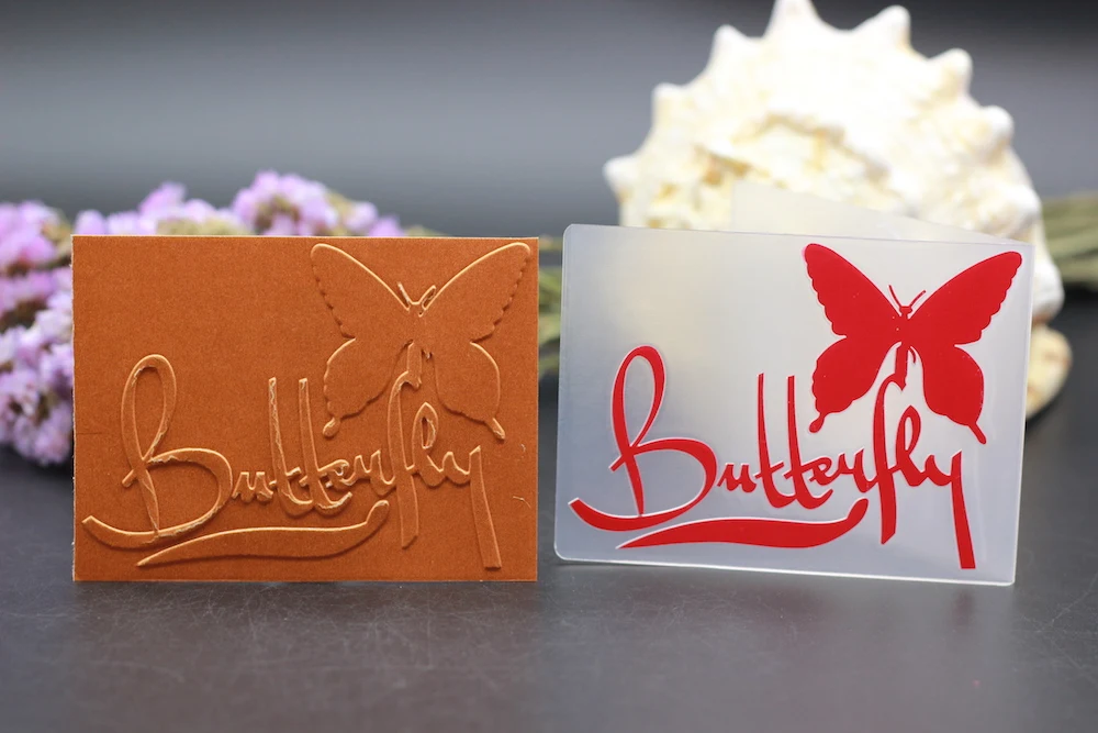 Пластиковая папка для тиснения AlinaCraft с бабочкой пружинная прозрачная сделай сам