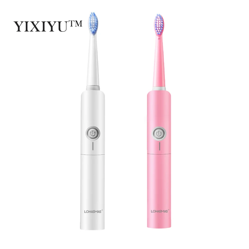 

YIXIYU intelligent sonic battery toothbrush 2pcs replacement brush head 2 colors without charging oral hygiene toothbrush