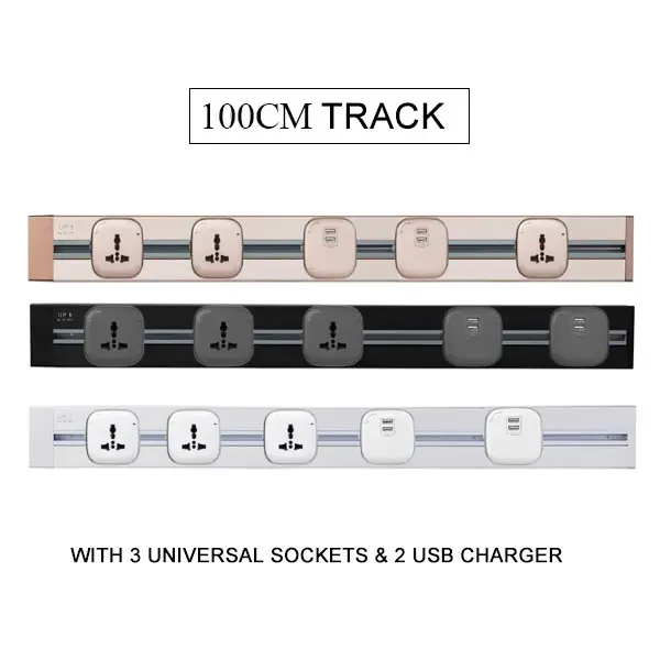 With 3 Socktes 2 USB JOHO, 100 см, алюминиевая настенная розетка, умный дом, двойной USB порт, зарядное устройство, адаптер, 8000 Вт, прямоугольная штепсельная розетка европейского стандарта, розетка питания - Тип: With 3 Socktes 2 USB