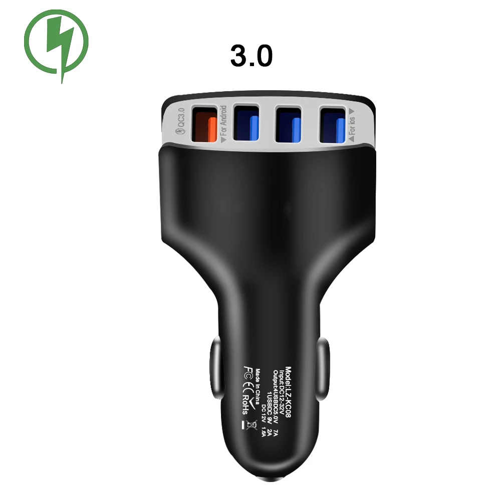 KISSCASE 4 USB быстрая зарядка QC 3 0 Автомобильное зарядное устройство для iPhone 8 7 XR usb type-C