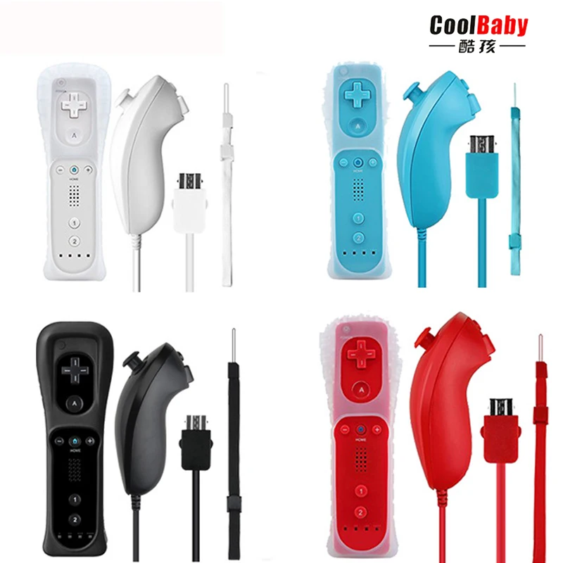 

For Nintend Wii 2 In 1 Set Wireless Bluetooth GamePad Remote Controller SYNC Joystick Left Hand+Nunchuck Optional Motion Plus