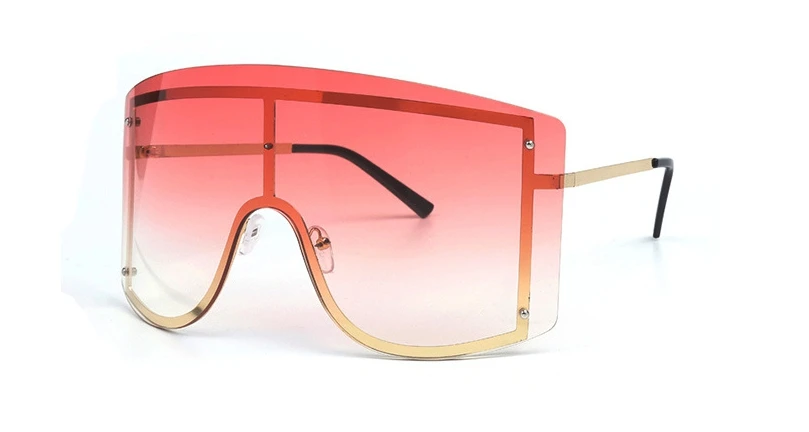 C6 gradient pink Солнцезащитные очки больших размеров с одной линзой для мужчин и женщин, модные очки UV400, винтажные очки 47949 - Цвет линз: C6 gradient pink