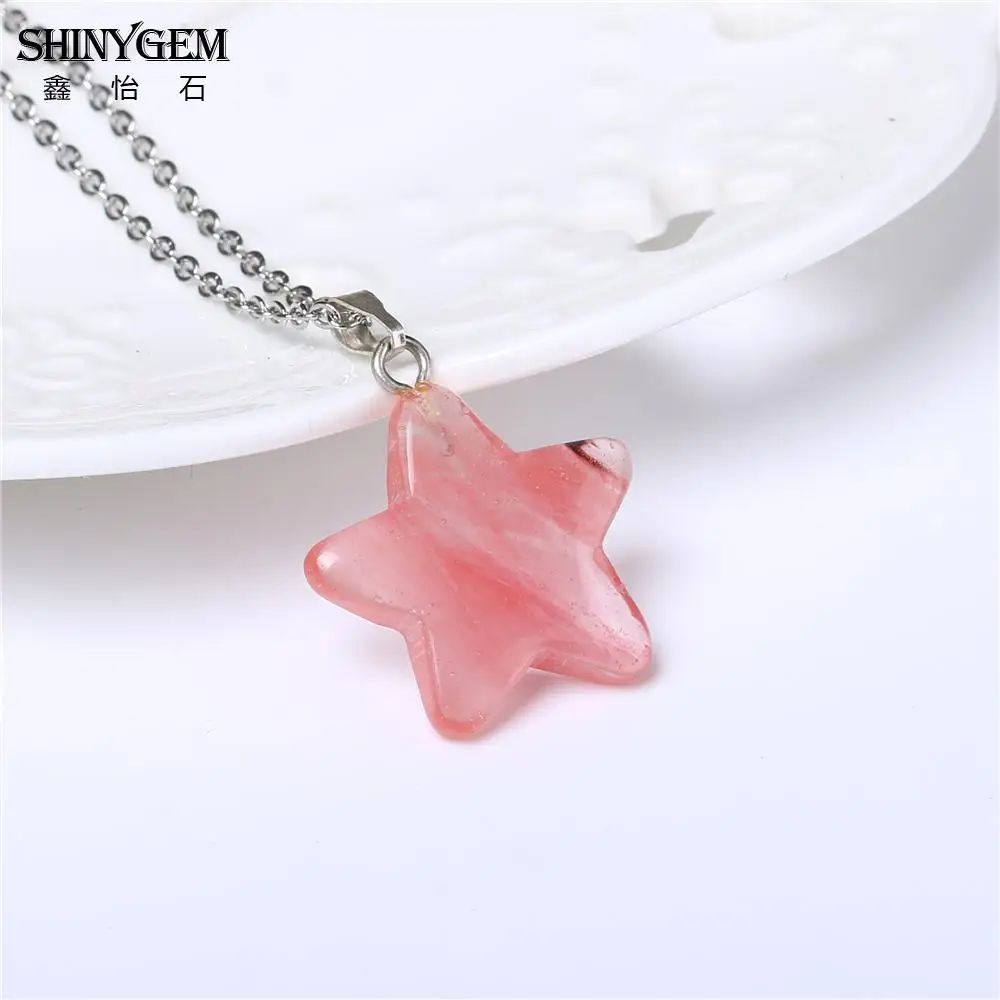 Подвески и ожерелья ShinyGem с розовыми красными звездами ожерелье из нержавеющей