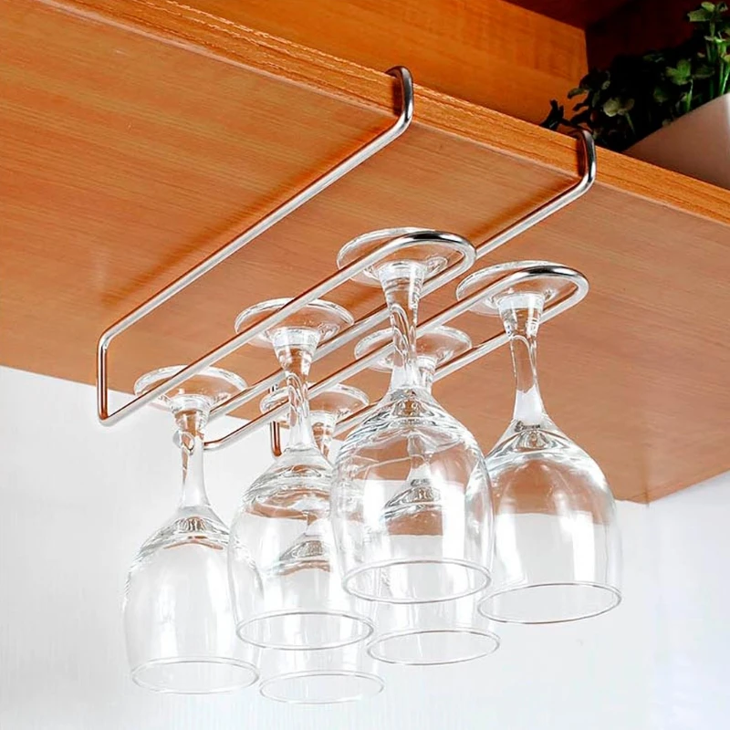 2 ряда держателей для стаканов из нержавеющей стали подвесная стойка Винных